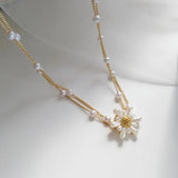 Collier Perle Fleur Blanche