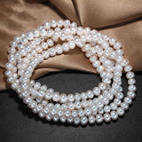 Collier Long Perle Blanche