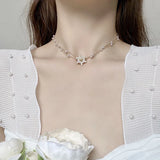 Collier Perle Fleur Blanche