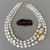 Collier 3 Rangs Perles Blanches