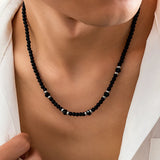 Collier Perles Noires Homme