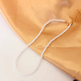 Collier Perle Plate Blanche