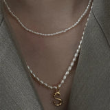 Collier en Perle Blanche Femme