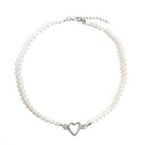 Collier Perles Coeur Argent