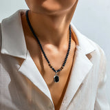 Collier Homme Perle Noir