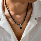 Collier Homme Perle Noir