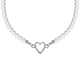 Collier Perles Coeur Argent