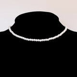 Collier Perle Plate Blanche