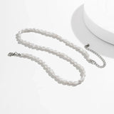 Collier Perles Blanches Homme