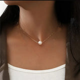 Collier Perle Blanche et Or