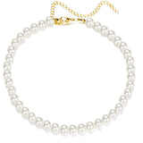 Collier Perle Plate Blanche