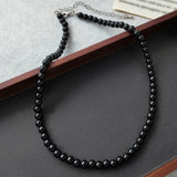 Collier Perles Noires Fantaisie