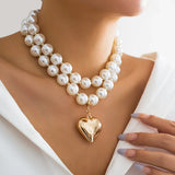 Collier Grosses Perles Blanches Fantaisie