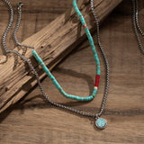 Collier avec des Perles Bleues Pour Hommes