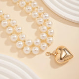 Collier Grosses Perles Blanches Fantaisie