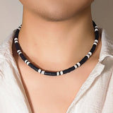 Collier Perle Noir pour Homme