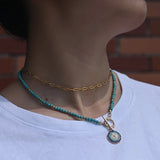 Collier Ras de Cou Perle Bleu