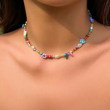 Collier Femme Petite Perle Couleur