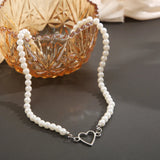 Collier Perles Coeur Argent