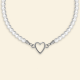 Collier Perles Coeur Argent