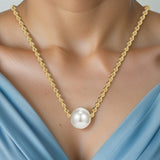 Collier Perle Blanche et Or