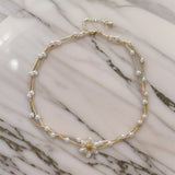 Collier Perle Fleur Blanche