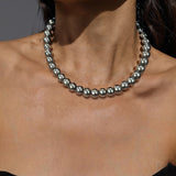 Collier Argent Perle Noire