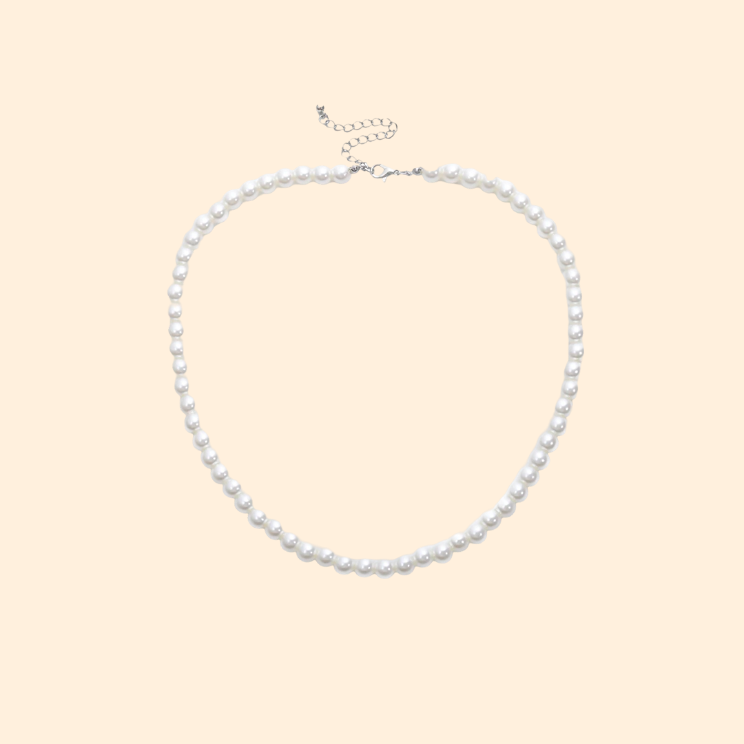 collier perle blanche homme