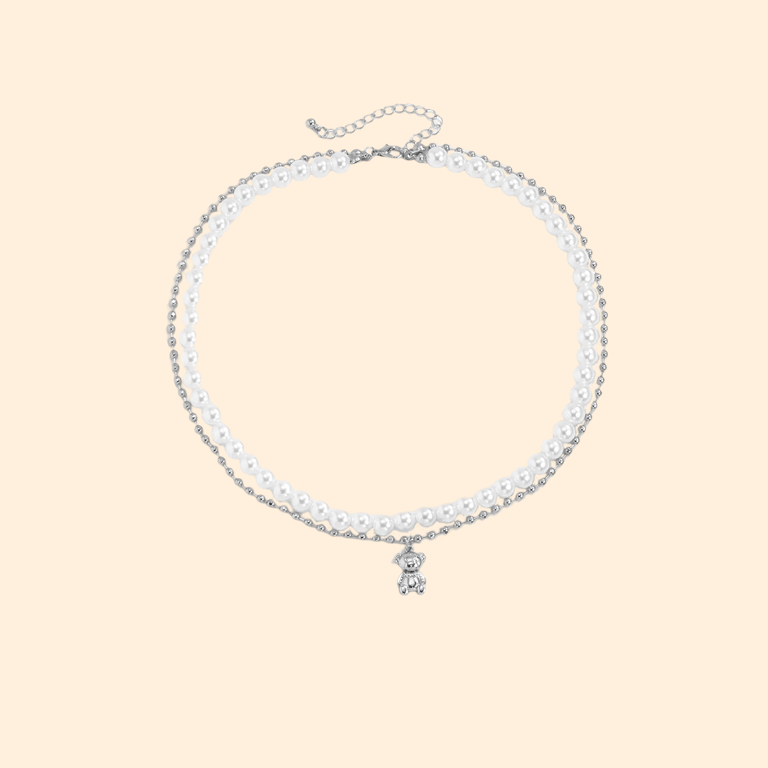 collier perle blanche ras de cou homme