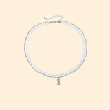 collier perle blanche ras de cou homme