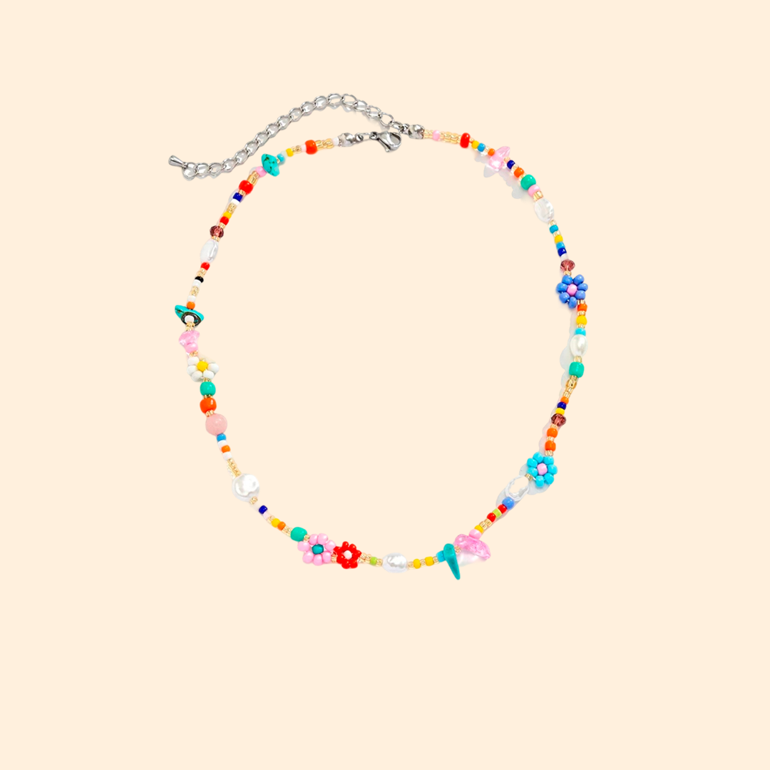 collier femme petite perle couleur