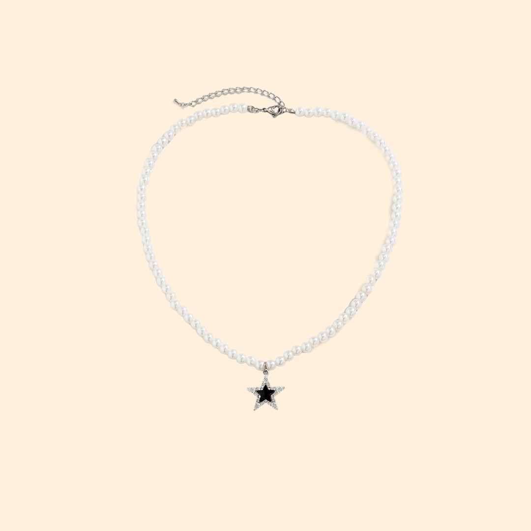 collier homme perle blanche