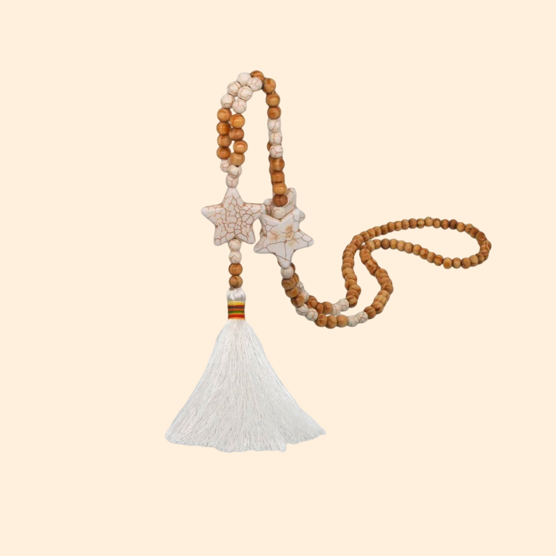 collier perle en bois femme