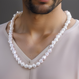 Collier Perles Blanches Homme