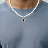 Collier Homme Perle Blanche