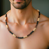 Collier Homme Perle Bois