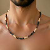 Collier Homme Perle Bois