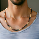 Collier Homme Perle Bois