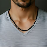 Collier Perles Noires Homme