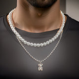 Collier Perle Blanche Ras de Cou Homme