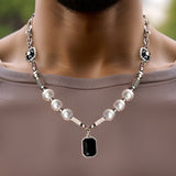 Collier Perle Homme Argent